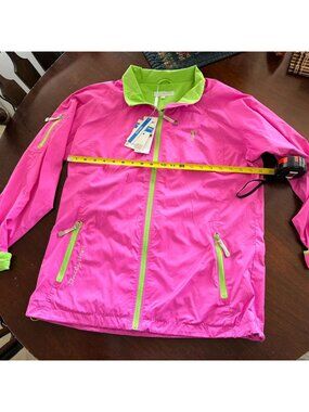 Pinky Sports Womens Windproof Lightweight Jacket Pink/Green Size L New